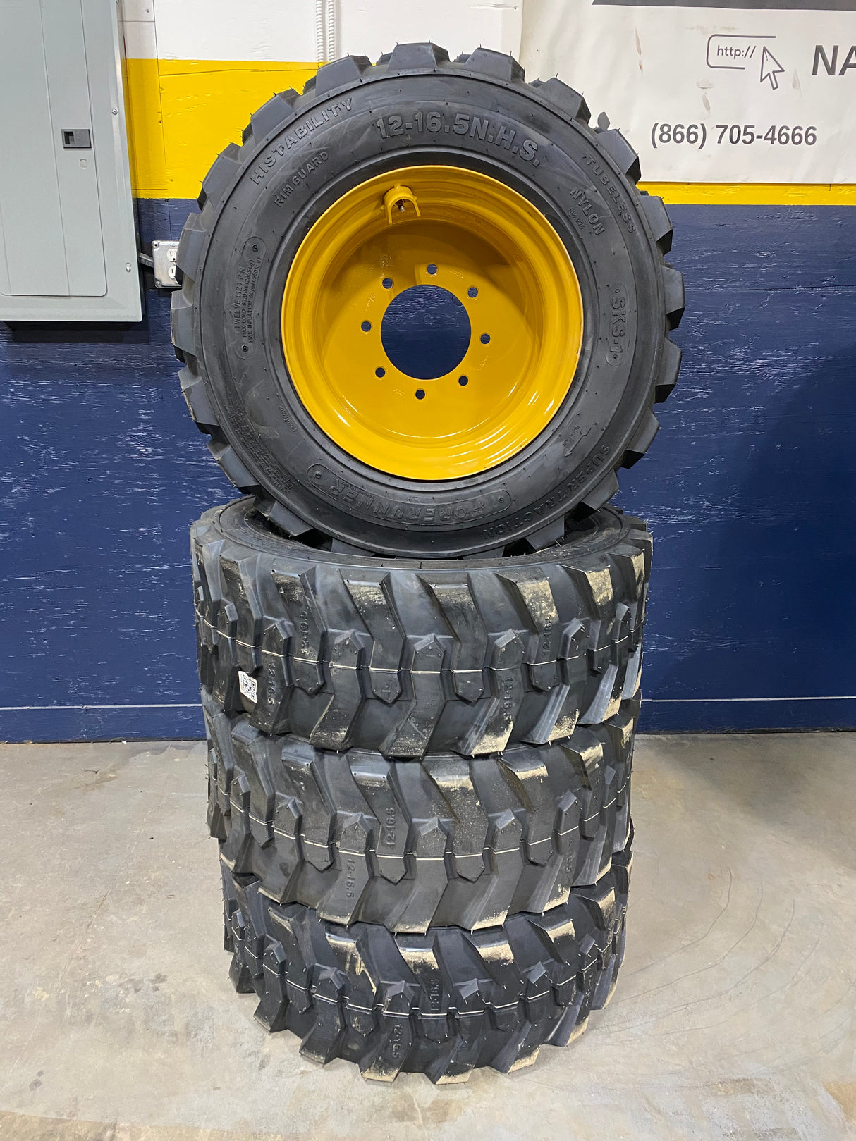 12-16.5 R4 Tread Tires on Rims