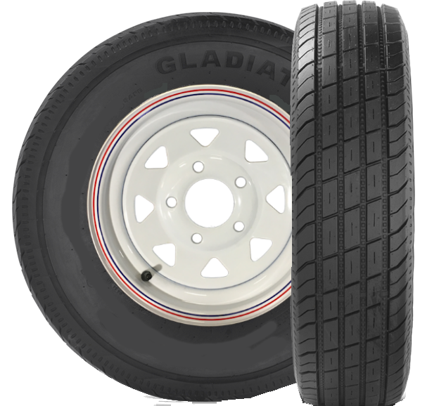 205/75R14 GLADIATOR QR25-TS RADIAL ON WHITE SPOKE (TIRE & RIM)